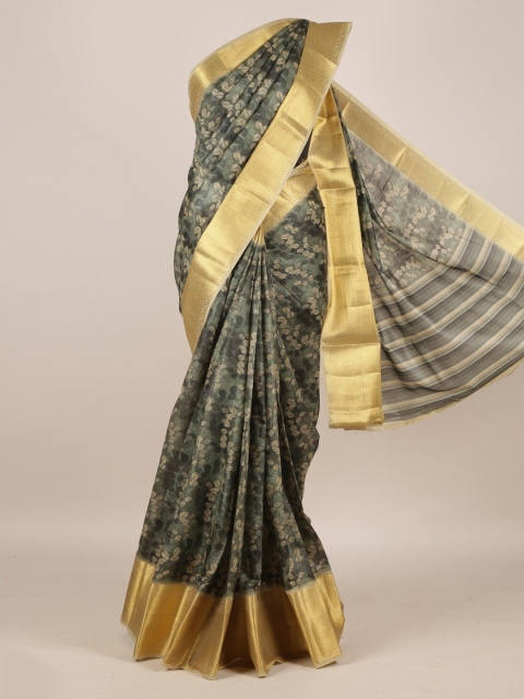 

Pothys Green Printed Jute Silk Saree