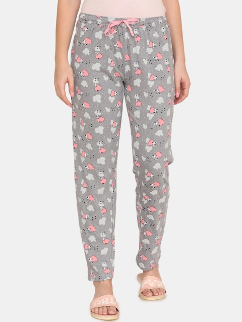 

Zivame Women Grey & Pink Printed Lounge Pants