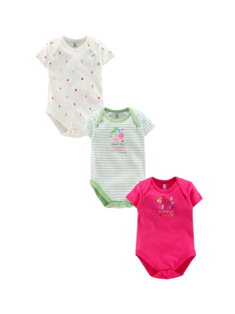

i bears Infant Kids Pack Of 3 Printed Bodysuits, Pink