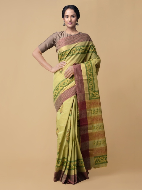 

Unnati Silks Green Pure Cotton Printed Mangalagiri Saree