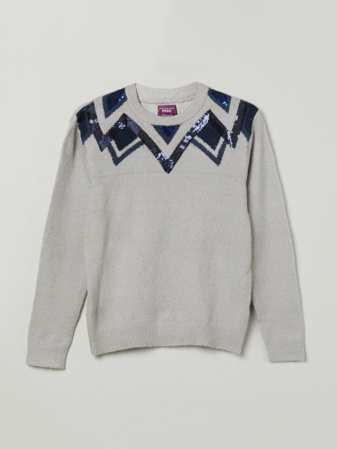 

max Girls Grey Embellished Sweatshirt