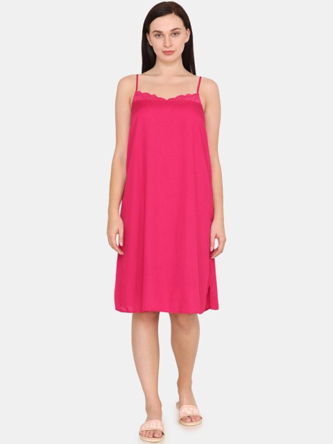 

Zivame Pink Solid Nightdress