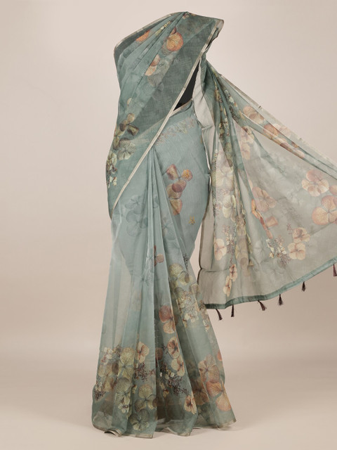 

Pothys Green Printed Jute Silk Saree