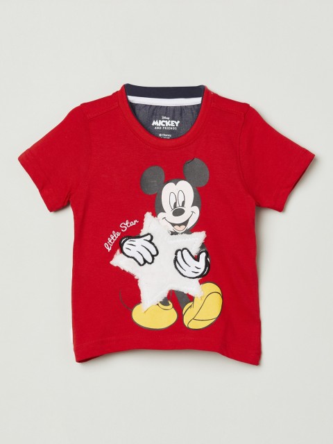 

max Boys Red Printed Round Neck T-shirt