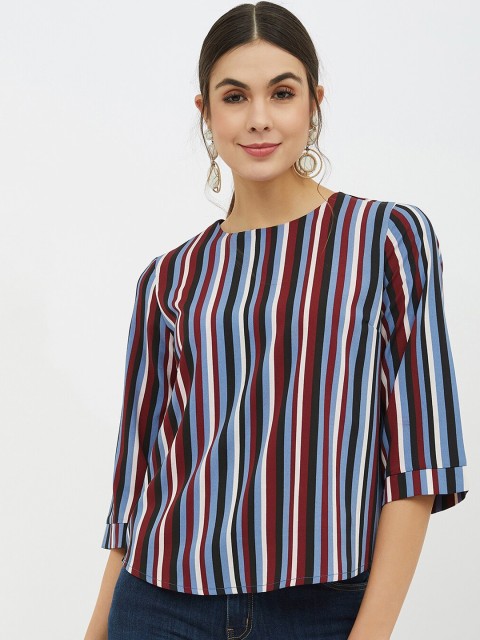 

Harpa Women Multicoloured Round Neck Striped Top, Multi