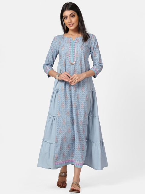 

Kiana Women Blue Printed Maxi Dress