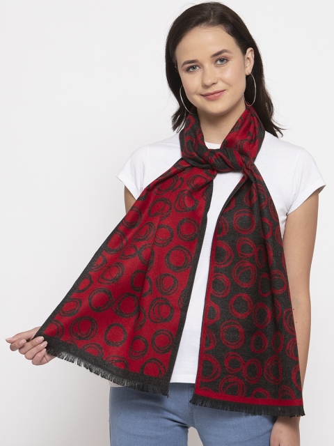 

Calvadoss Women Black & Red Geometric Long-Fit Premium Muffler