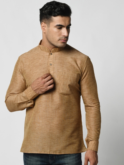 

LAMAAYA Men Brown Solid Straight Kurta