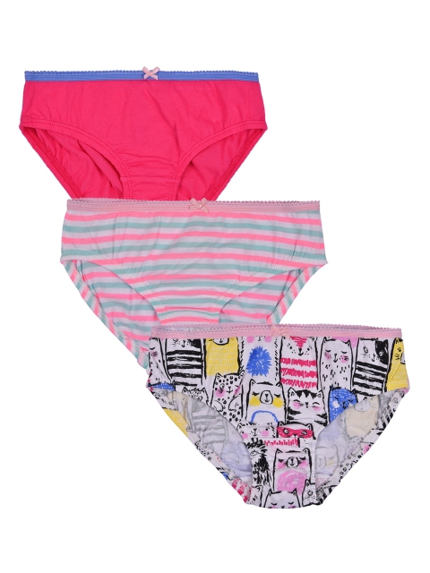 Charm n Cherish Girls Pack of 3 Cotton Basic Briefs GWBRO43, Pink