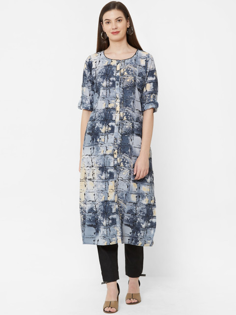 

Juliet Womens Blue and Grey Printed Kurta