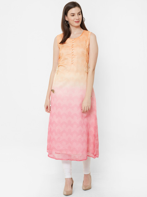 

Juliet Women Orange Printed Straight Kurta