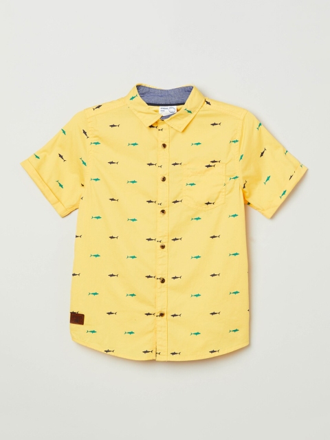 

max Boys Yellow Regular Fit Printed Cotton Casual Shirt