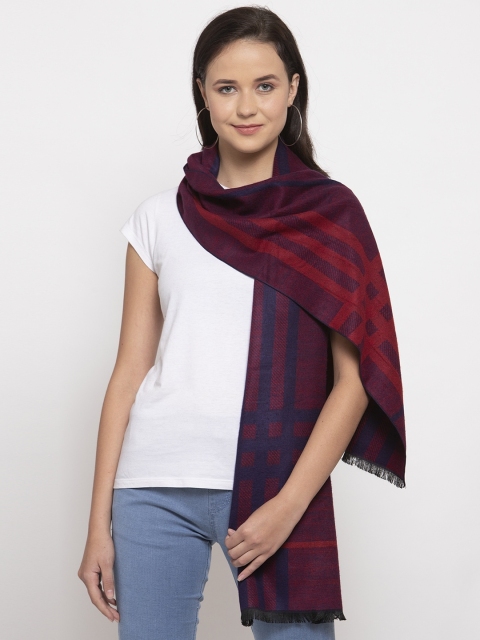 

Calvadoss Women Burgundy & Navy Blue Checked Premium Muffler