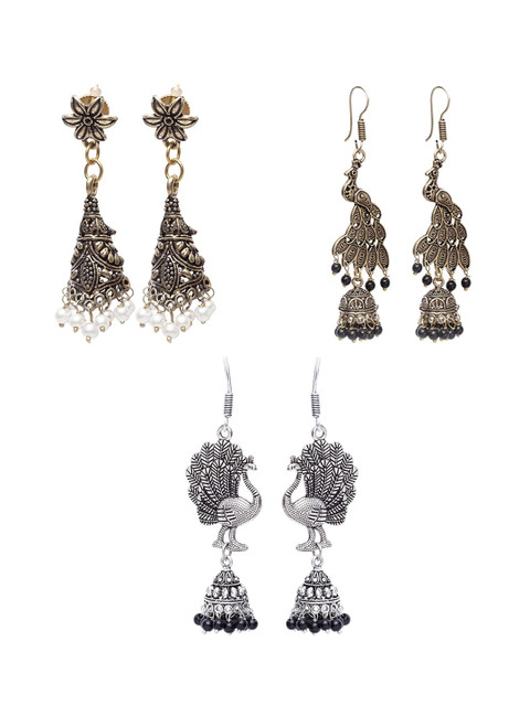 

Stoln Silver Set of 3 Contemporary Jhumkas