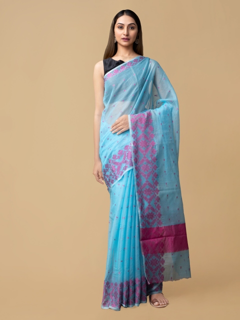 

Unnati Silks Blue Pure Cotton Woven Design Kota Saree