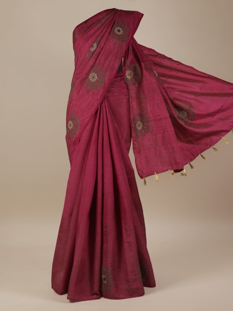 

Pothys Maroon Woven Design Jute Silk Saree