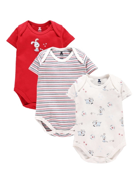 

I Bears Infant Kids Pack of 3 Bodysuits, Red