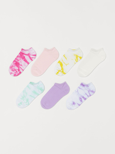 

H&M Girls Multicoloured 7-Pack Trainer Ankle Length Socks, Multi