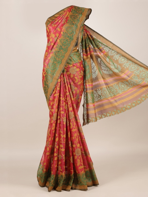 

Pothys Red Printed Jute Silk Saree
