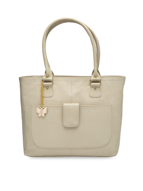 

Butterflies Cream-Coloured Solid Handheld Bag