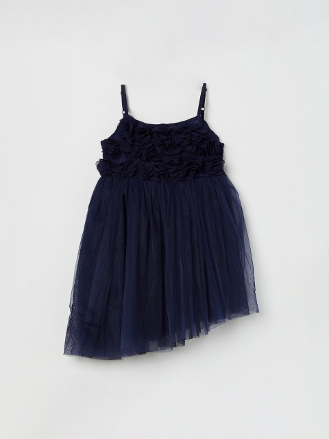 

max Girls Blue Self Design Fit and Flare Dress