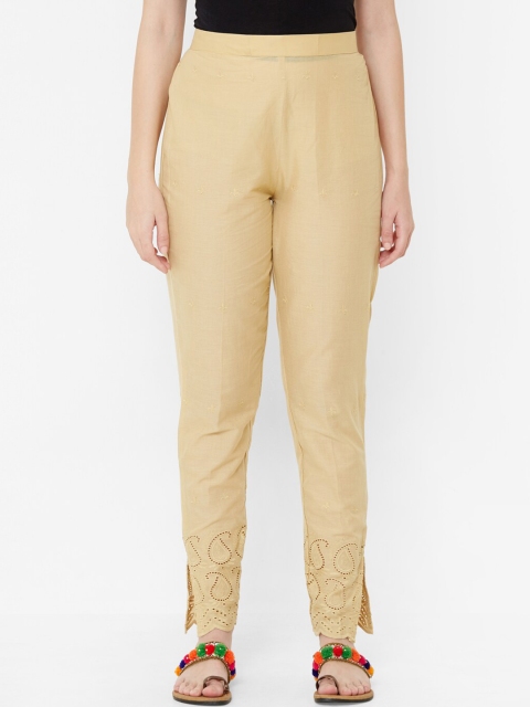 

Juliet Women Beige Self Design Cigarette Trousers