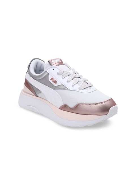 

Puma Women White & Rose Gold Cruise Rider Chrome Sneakers