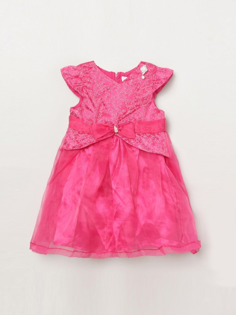 

max Girls Pink Printed Fit and Flare Dress