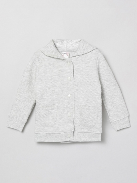 

max Girls Grey Solid Hooded Pure Cotton Sweatshirt