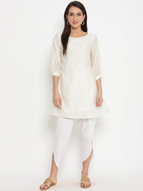 

Abhishti Women White Solid A-Line Kurta