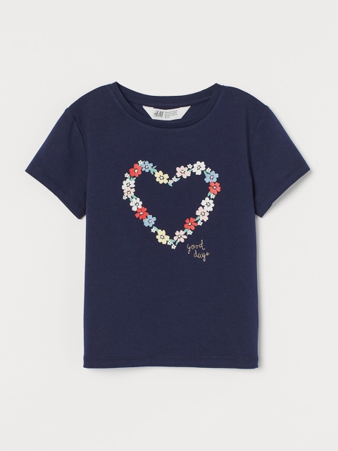 

H&M Girls Blue & White Printed T-shirt