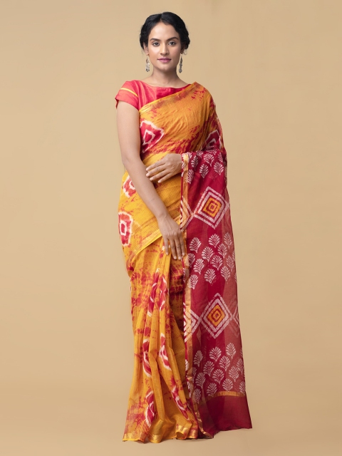

Unnati Silks Orange Dyed Kota Saree