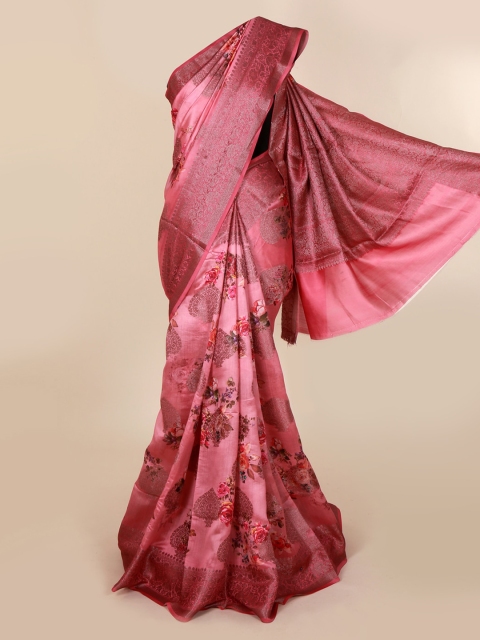 

Pothys Pink Printed Jute Silk Saree