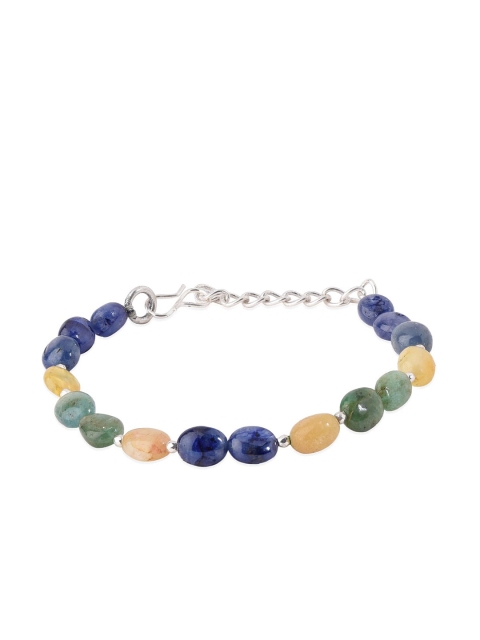 

Tistabene Women Rhodium-Plated Silver-Toned & Blue Oceanic Hues Bracelet