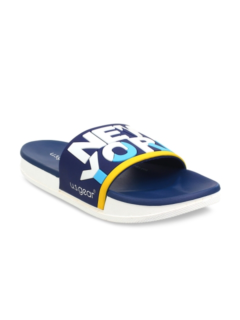 

US Gear Men Blue & White Printed Sliders