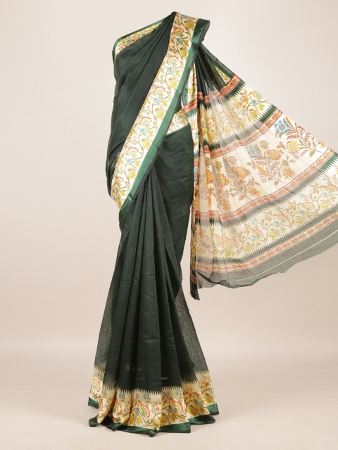

Pothys Green Solid Jute Silk Saree