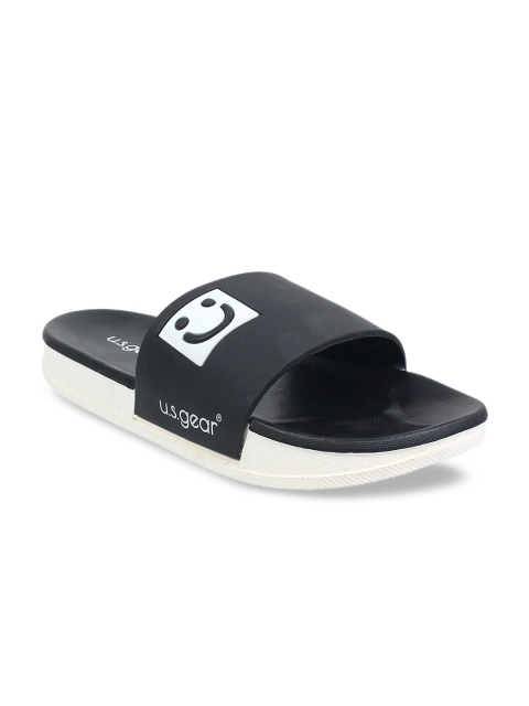 

US Gear Men Black & White Self Design Sliders
