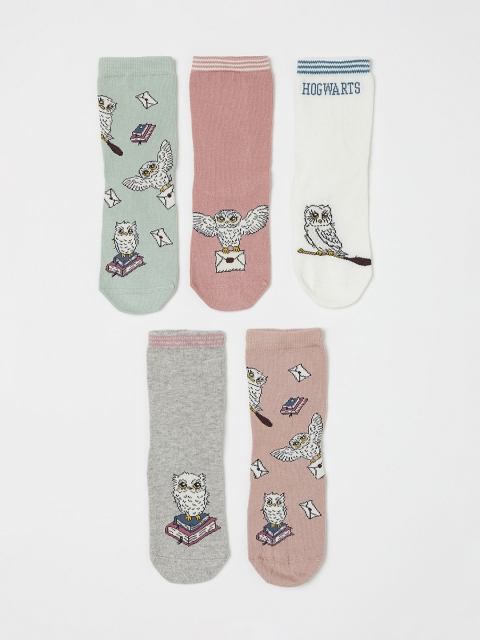 

H&M Girls 5 Pack Printed Socks, White