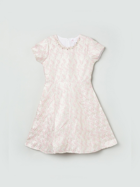 

max Girls Pink Self Design Fit and Flare Dress