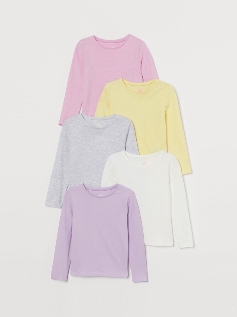 

H&M Girls Solid 5-Pack Jersey Tops, White