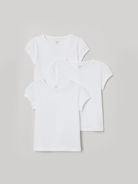 

H&M Girls White 3 Pack Puff Sleeved Tops