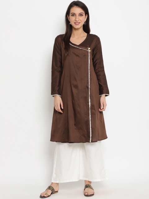 

Abhishti Women Brown Solid Angrakha A-Line Kurta