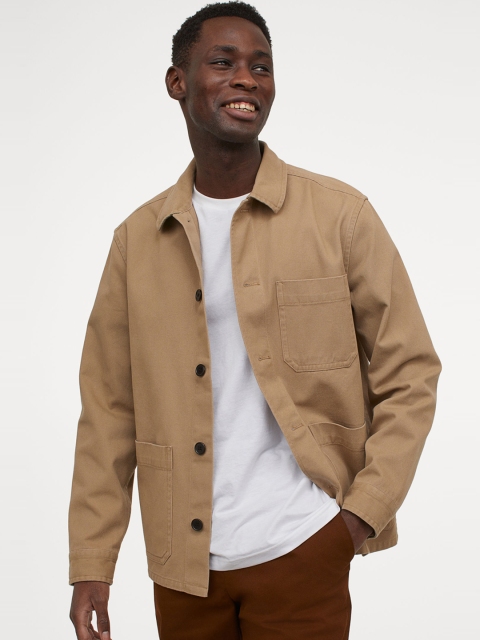 

H&M Men Beige Solid Regular Fit Shirt Jacket