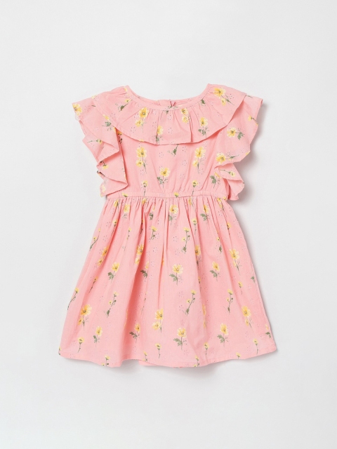 max Girls Pink Printed A-Line Dress