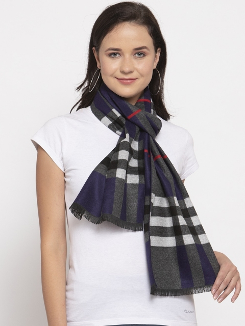 

Calvadoss Women Navy Blue & White Checked Sustainable Muffler