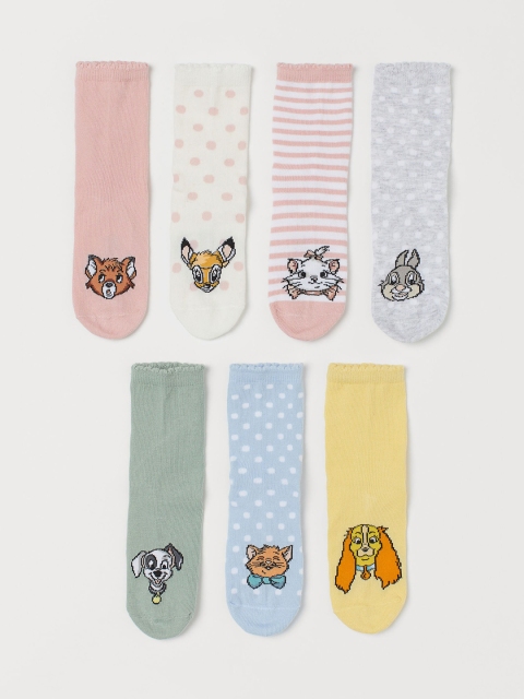 

H&M Girls Multicolored 7-pack motif-detail socks, Multi