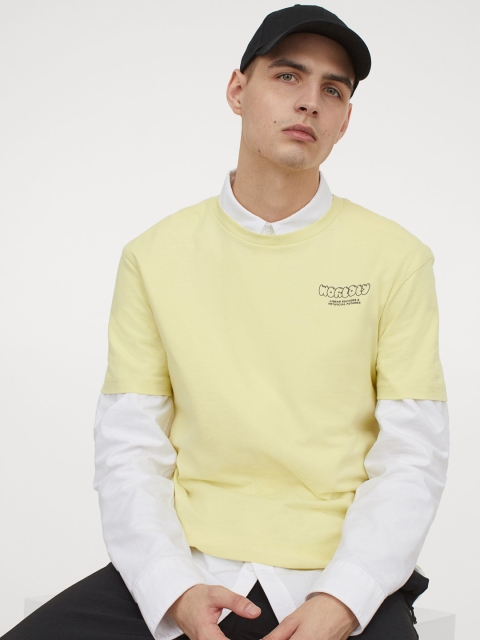 

H&M Men Yellow Cotton T-shirt