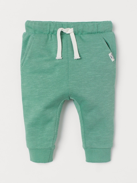 H&M Boys Green Solid Cotton Joggers