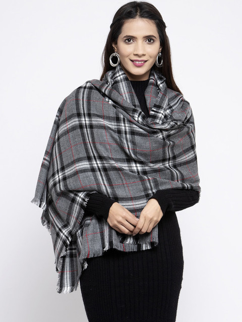 

Calvadoss Women Grey & Black Checked Long-Fit Premium Muffler