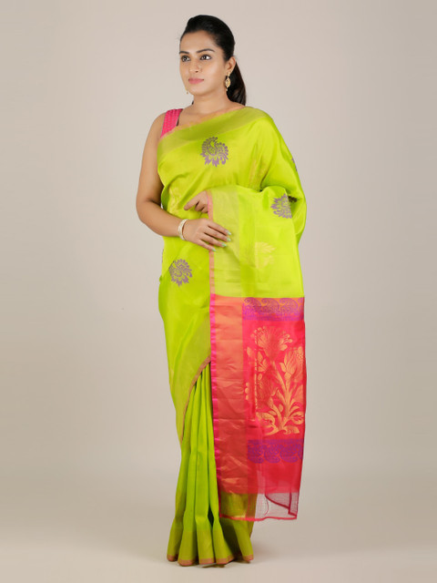 

Pothys Green & Pink Pure Silk Woven Design Kanjeevaram Saree